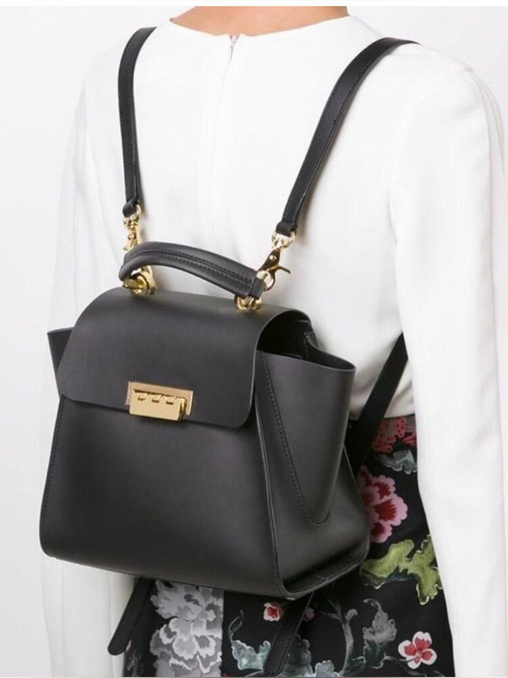 Zac Zac Posen Eartha Leather Satchel Crossbody Bag - Black & Gold ~ No Straps